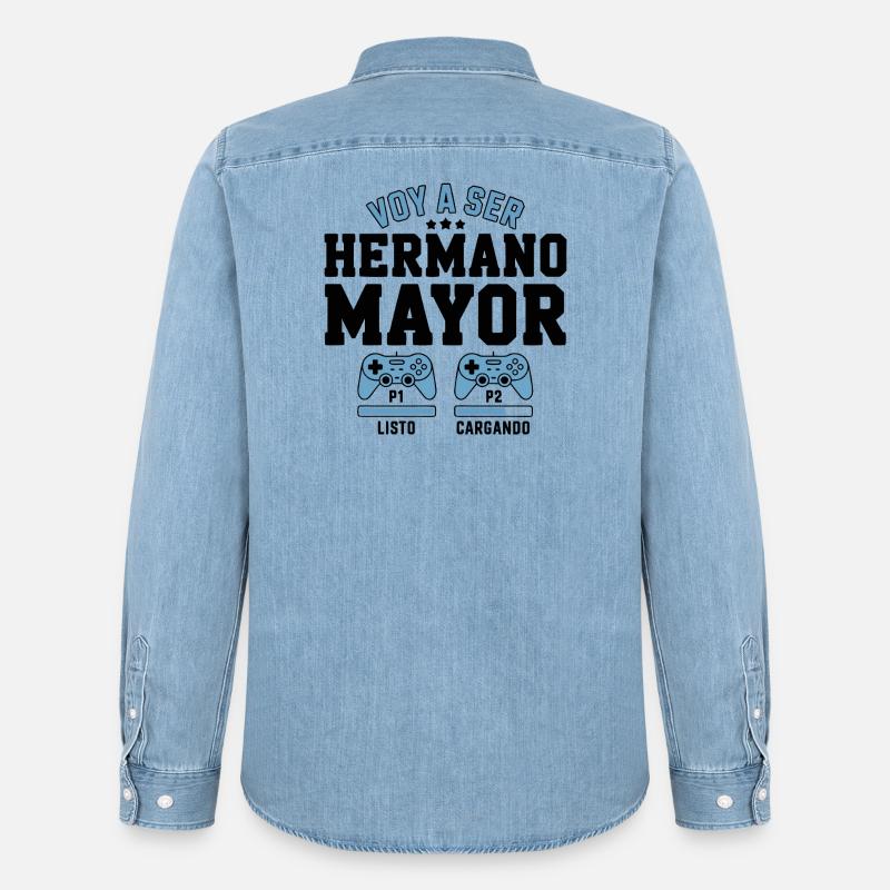 Ich werde ein großer Bruder sein - Männer Jeanshemd Organic von Stanley/Stella - verwaschenes Hellblau