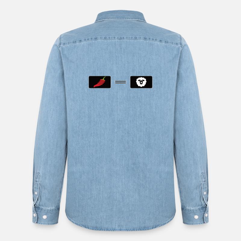 Feuriger Chili-Pfeffer mit Schaf-Design - Männer Jeanshemd Organic von Stanley/Stella - verwaschenes Hellblau
