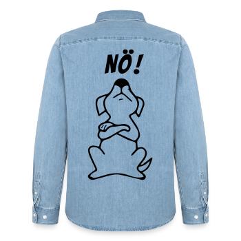 Hund nö - Männer Jeanshemd Organic von Stanley/Stella - verwaschenes Hellblau - Hinten - AI Model Male 185 light (185cm)