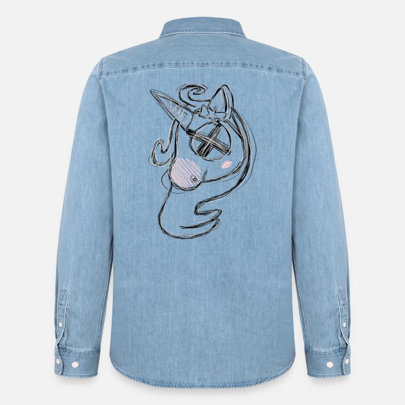 Totes Uni Grau - Männer Jeanshemd Organic von Stanley/Stella - verwaschenes Hellblau