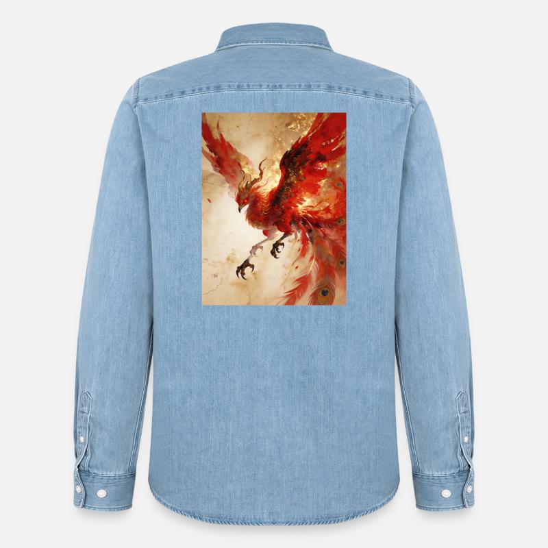 Der Phönix erhebt sich: Himmlischer Glanz - Männer Jeanshemd Organic von Stanley/Stella - verwaschenes Hellblau