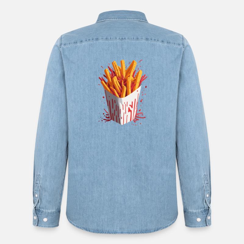 Explosive Chips - Männer Jeanshemd Organic von Stanley/Stella - verwaschenes Hellblau
