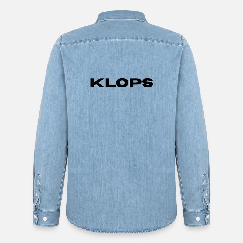 Klops - Hier ist der Name Programm - Männer Jeanshemd Organic von Stanley/Stella - verwaschenes Hellblau