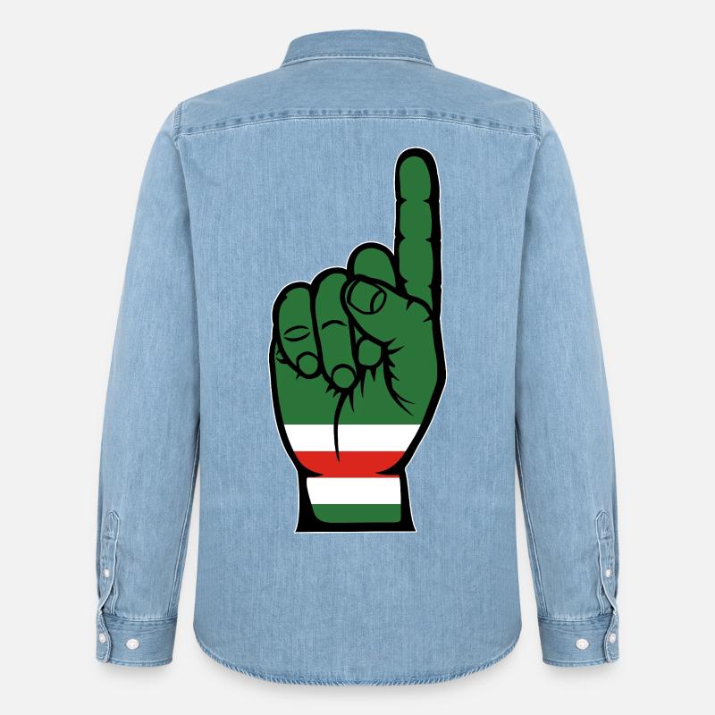 Tschetschenien Flagge Nummer 1 - Männer Jeanshemd Organic von Stanley/Stella - verwaschenes Hellblau