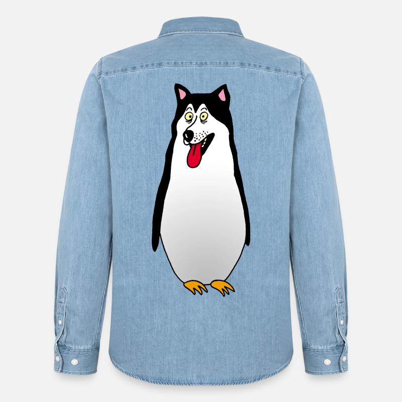 Hund oder Pinguin? - Männer Jeanshemd Organic von Stanley/Stella - verwaschenes Hellblau