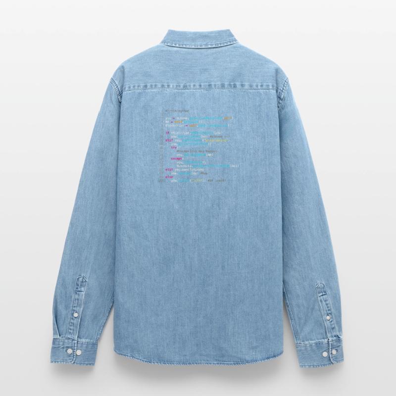 Be friends with programmers (in Python) Men’s Organic Denim Shirt by Stanley/Stella
