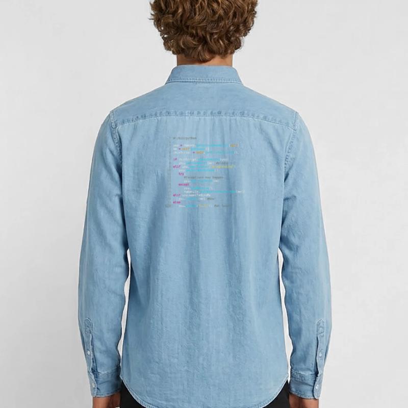 Be friends with programmers (in Python) Men’s Organic Denim Shirt by Stanley/Stella