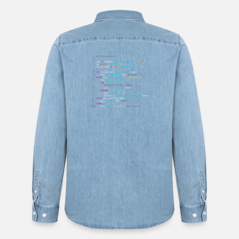 Sei mit Programmierern befreundet (in Python) - Männer Jeanshemd Organic von Stanley/Stella - verwaschenes Hellblau