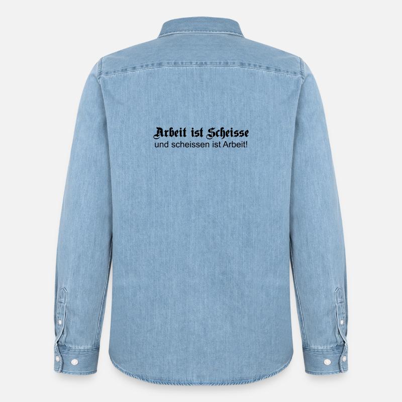 arbeitscheisse1 - Männer Jeanshemd Organic von Stanley/Stella - verwaschenes Hellblau