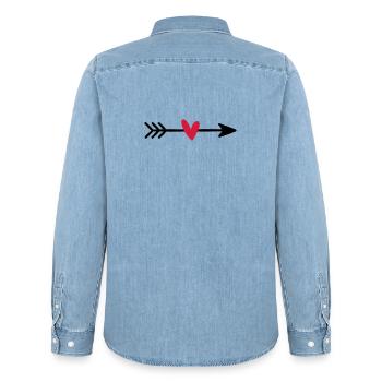 Flèche avec cadeau d'amour coeur cupidon - Chemise en denim homme bio Stanley/Stella - bleu clair délavé - Dos - AI Model Male 185 light (185cm)