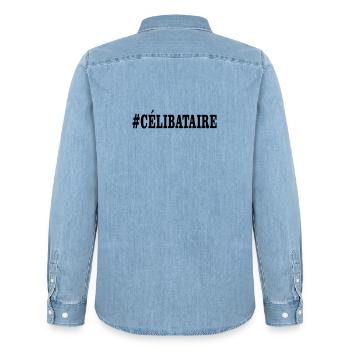 celibataire - Chemise en denim homme bio Stanley/Stella - bleu clair délavé - Dos - AI Model Male 185 light (185cm)