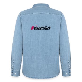 Einzelstück - Männer Jeanshemd Organic von Stanley/Stella - verwaschenes Hellblau - Hinten - AI Model Male 185 light (185cm)