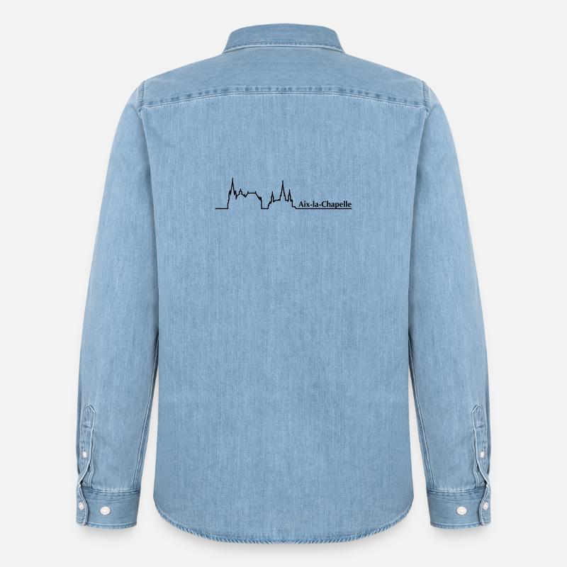 Aachen Skyline - Männer Jeanshemd Organic von Stanley/Stella - verwaschenes Hellblau