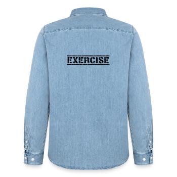 Exercise - Men’s Organic Denim Shirt by Stanley/Stella - light wash - Back - AI Model Male 185 light (185cm)