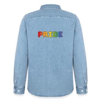 Regenbogen pride LGBT lgbtqi queer - Männer Jeanshemd Organic von Stanley/Stella - verwaschenes Hellblau - Hinten - AI Model Male 185 light (185cm)