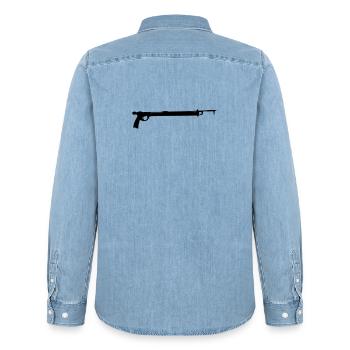Speargun - Men’s Organic Denim Shirt by Stanley/Stella - light wash - Back - AI Model Male 185 light (185cm)