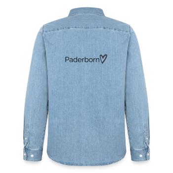 paderborn - Männer Jeanshemd Organic von Stanley/Stella - verwaschenes Hellblau - Hinten - AI Model Male 185 light (185cm)