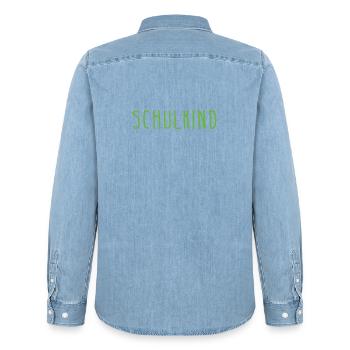 schoolchild - Men’s Organic Denim Shirt by Stanley/Stella - light wash - Back - AI Model Male 185 light (185cm)
