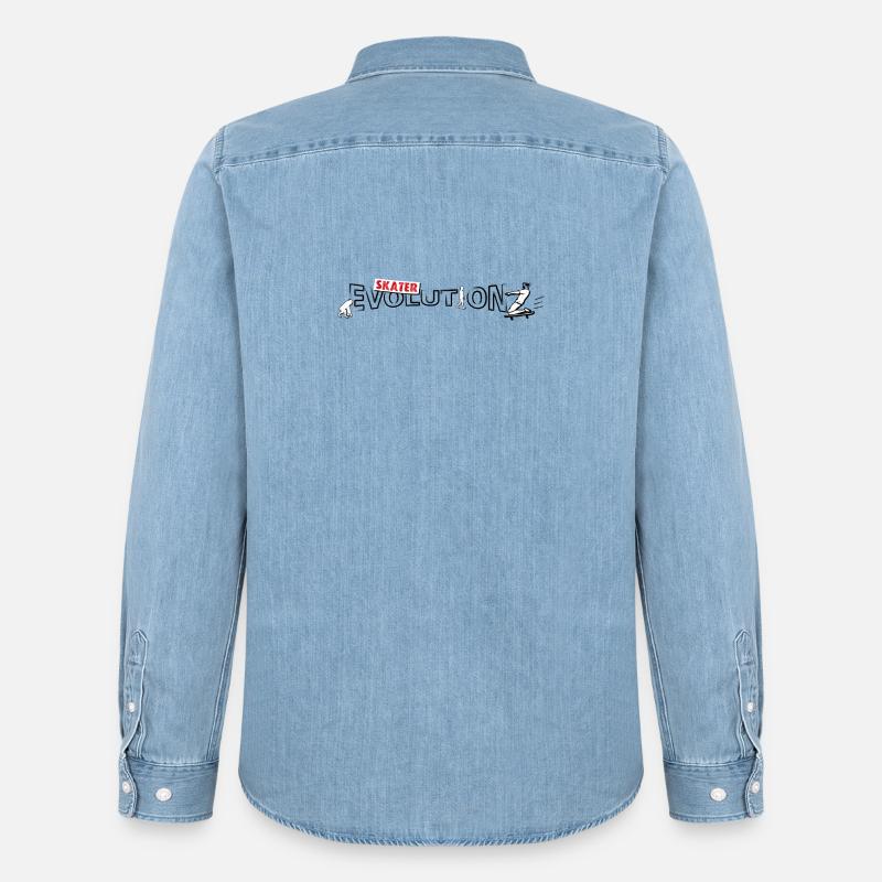 Skateboarder Design | Skate-Evolution - Männer Jeanshemd Organic von Stanley/Stella - verwaschenes Hellblau
