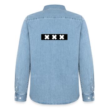 Amsterdam - Männer Jeanshemd Organic von Stanley/Stella - verwaschenes Hellblau - Hinten - AI Model Male 185 light (185cm)