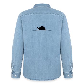 Turtle Silhouette - Men’s Organic Denim Shirt by Stanley/Stella - light wash - Back - AI Model Male 185 light (185cm)