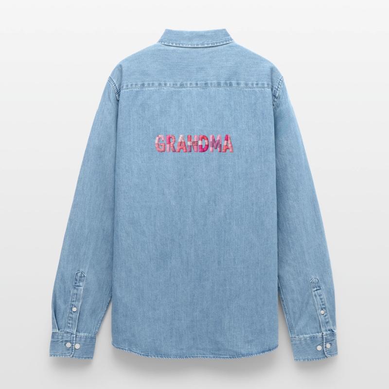 Großmutter Pink Plaid Buchstaben Patchwork Männer Jeanshemd Organic von Stanley/Stella