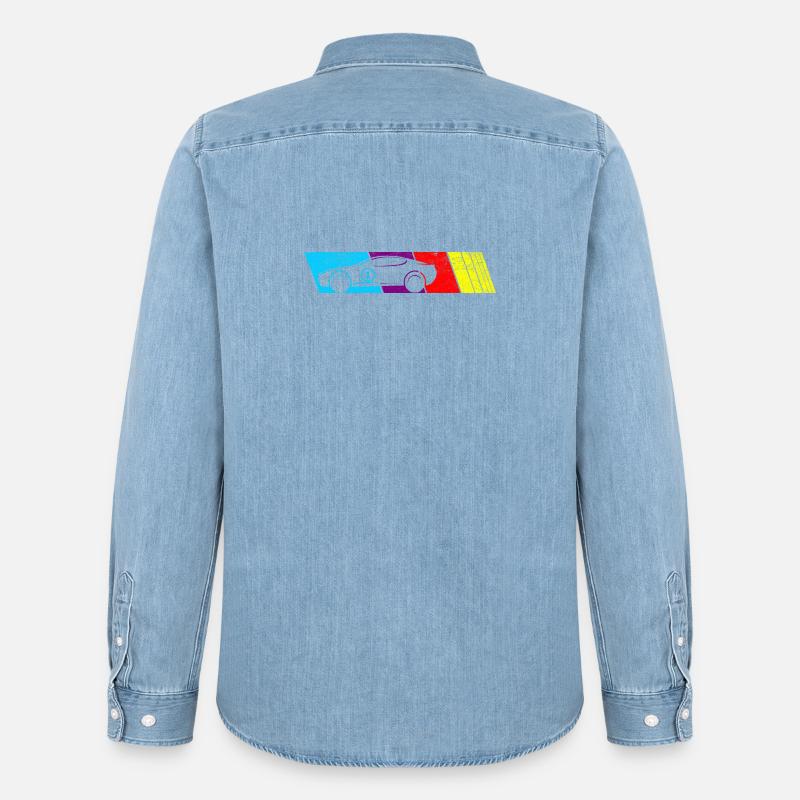 Abstrakte Farbexplosion Autodesign - Männer Jeanshemd Organic von Stanley/Stella - verwaschenes Hellblau