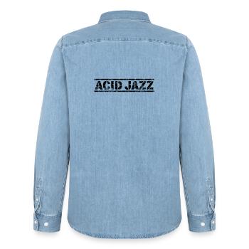 Acid Jazz - Männer Jeanshemd Organic von Stanley/Stella - verwaschenes Hellblau - Hinten - AI Model Male 185 light (185cm)