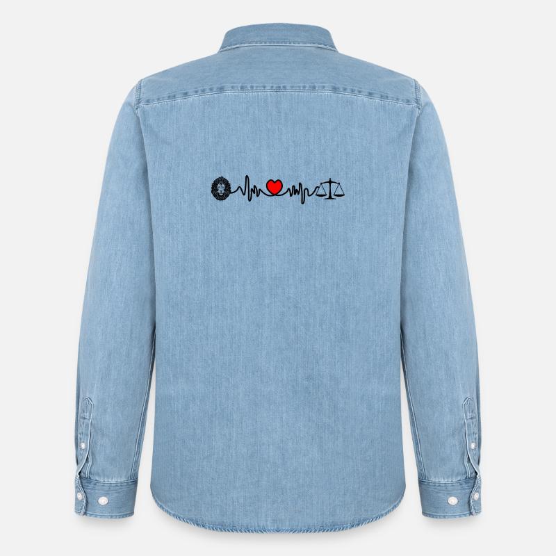 Herzfrequenz-Cardio-Löwen-Waage - Männer Jeanshemd Organic von Stanley/Stella - verwaschenes Hellblau