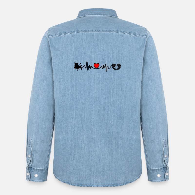 Herzfrequenz Cardio Stier Jungfrau - Männer Jeanshemd Organic von Stanley/Stella - verwaschenes Hellblau
