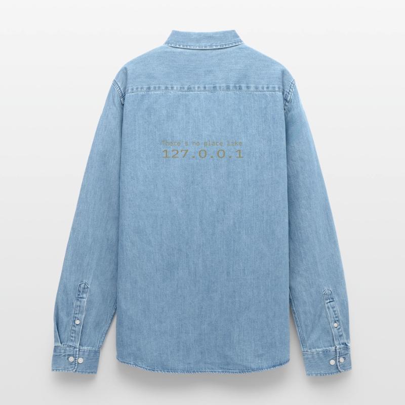 Programmeur Nerd IT Aucun endroit comme Localhost Chemise en denim homme bio Stanley/Stella