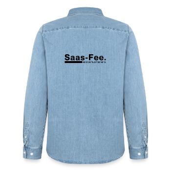 Coordonnées Saas-Fee Valais, Suisse - Chemise en denim homme bio Stanley/Stella - bleu clair délavé - Dos - AI Model Male 185 light (185cm)