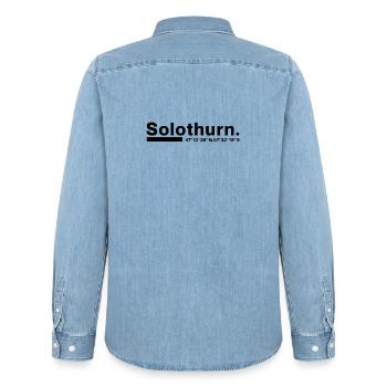 Coordonnées de Soleure : Canton Suisse - Chemise en denim homme bio Stanley/Stella - bleu clair délavé - Dos - AI Model Male 185 light (185cm)