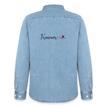 Trainer - Männer Jeanshemd Organic von Stanley/Stella - verwaschenes Hellblau - Hinten - AI Model Male 185 light (185cm)