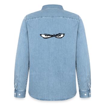 Night Eyes Black & White - Men’s Organic Denim Shirt by Stanley/Stella - light wash - Back - AI Model Male 185 light (185cm)