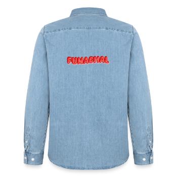 Cadeau pour Funachal - Chemise en denim homme bio Stanley/Stella - bleu clair délavé - Dos - AI Model Male 185 light (185cm)