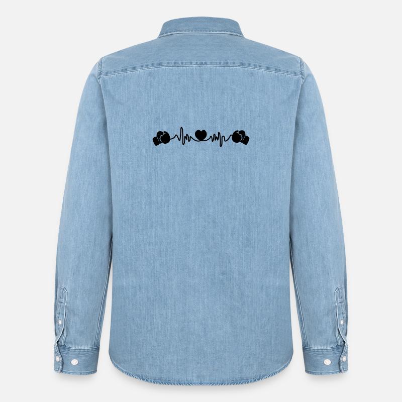 Herzfrequenz-Boxen - Männer Jeanshemd Organic von Stanley/Stella - verwaschenes Hellblau