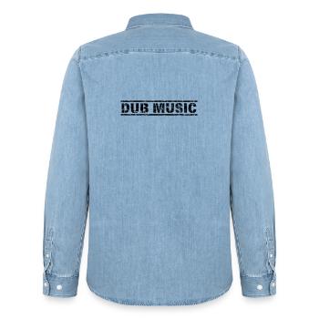 Dub Music - Men’s Organic Denim Shirt by Stanley/Stella - light wash - Back - AI Model Male 185 light (185cm)