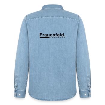 Coordonnées Frauenfeld Thurgovie - Chemise en denim homme bio Stanley/Stella - bleu clair délavé - Dos - AI Model Male 185 light (185cm)