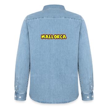 Mallorca Schriftzug - Männer Jeanshemd Organic von Stanley/Stella - verwaschenes Hellblau - Hinten - AI Model Male 185 light (185cm)