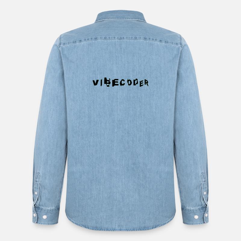 VibeCoder Glitch Neon - Männer Jeanshemd Organic von Stanley/Stella - verwaschenes Hellblau