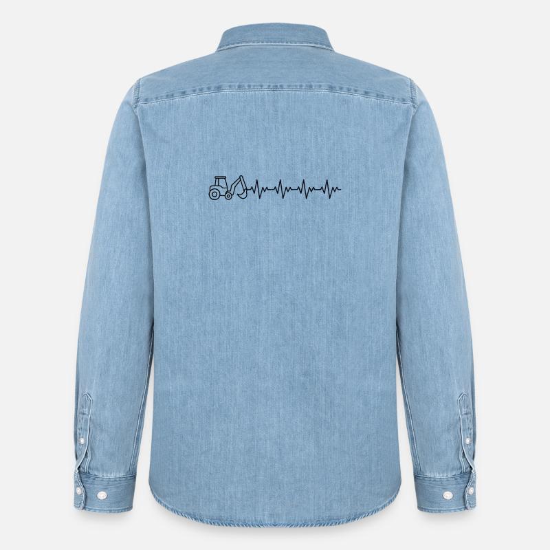 Bagger Baggern Baggerfahrer EKG Herzschlag - Männer Jeanshemd Organic von Stanley/Stella - verwaschenes Hellblau