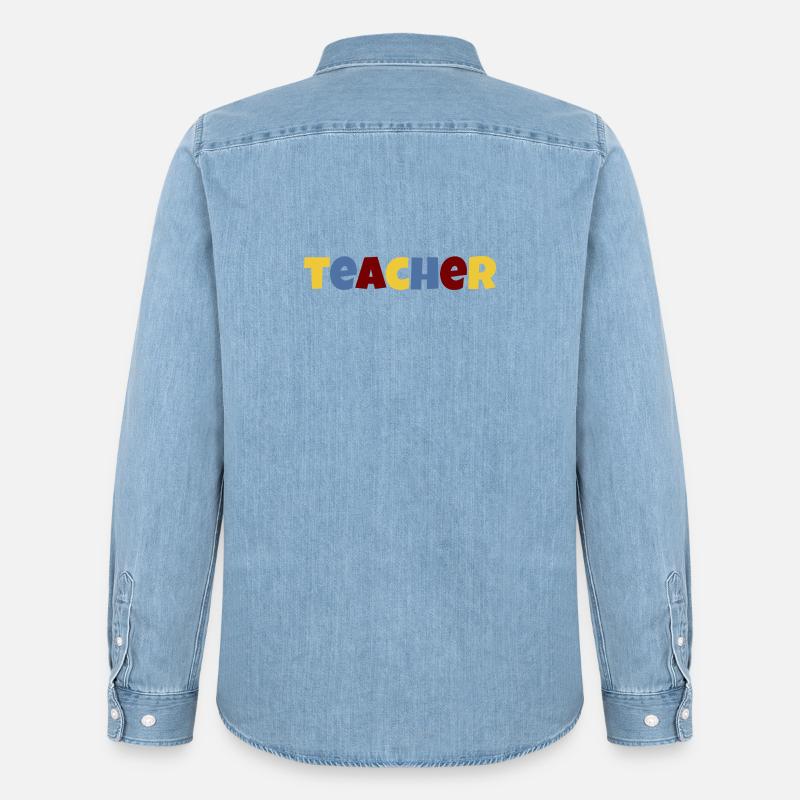 Lehrer bunter Text - Männer Jeanshemd Organic von Stanley/Stella - verwaschenes Hellblau