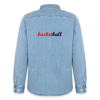 Life is basketball – urban sport, passion, energy - Men’s Organic Denim Shirt by Stanley/Stella - light wash - Back - AI Model Male 185 light (185cm)