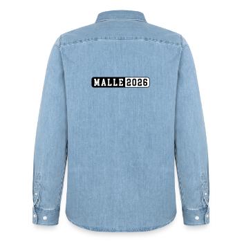 Malle 2026 - Männer Jeanshemd Organic von Stanley/Stella - verwaschenes Hellblau - Hinten - AI Model Male 185 light (185cm)