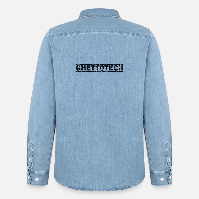Ghettotech - Männer Jeanshemd Organic von Stanley/Stella - verwaschenes Hellblau