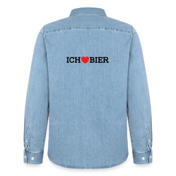 Ich liebe Bier (Farben änderbar) - Männer Jeanshemd Organic von Stanley/Stella - verwaschenes Hellblau - Hinten - AI Model Male 185 light (185cm)