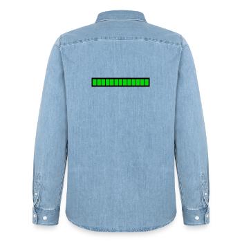 Rectangle loading bar Black Green (100%) - Men’s Organic Denim Shirt by Stanley/Stella - light wash - Back - AI Model Male 185 light (185cm)