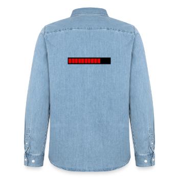 Rectangle loading bar Black Red (75%) - Men’s Organic Denim Shirt by Stanley/Stella - light wash - Back - AI Model Male 185 light (185cm)