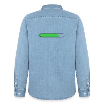 Average gauge Green (three quarters) - Men’s Organic Denim Shirt by Stanley/Stella - light wash - Back - AI Model Male 185 light (185cm)